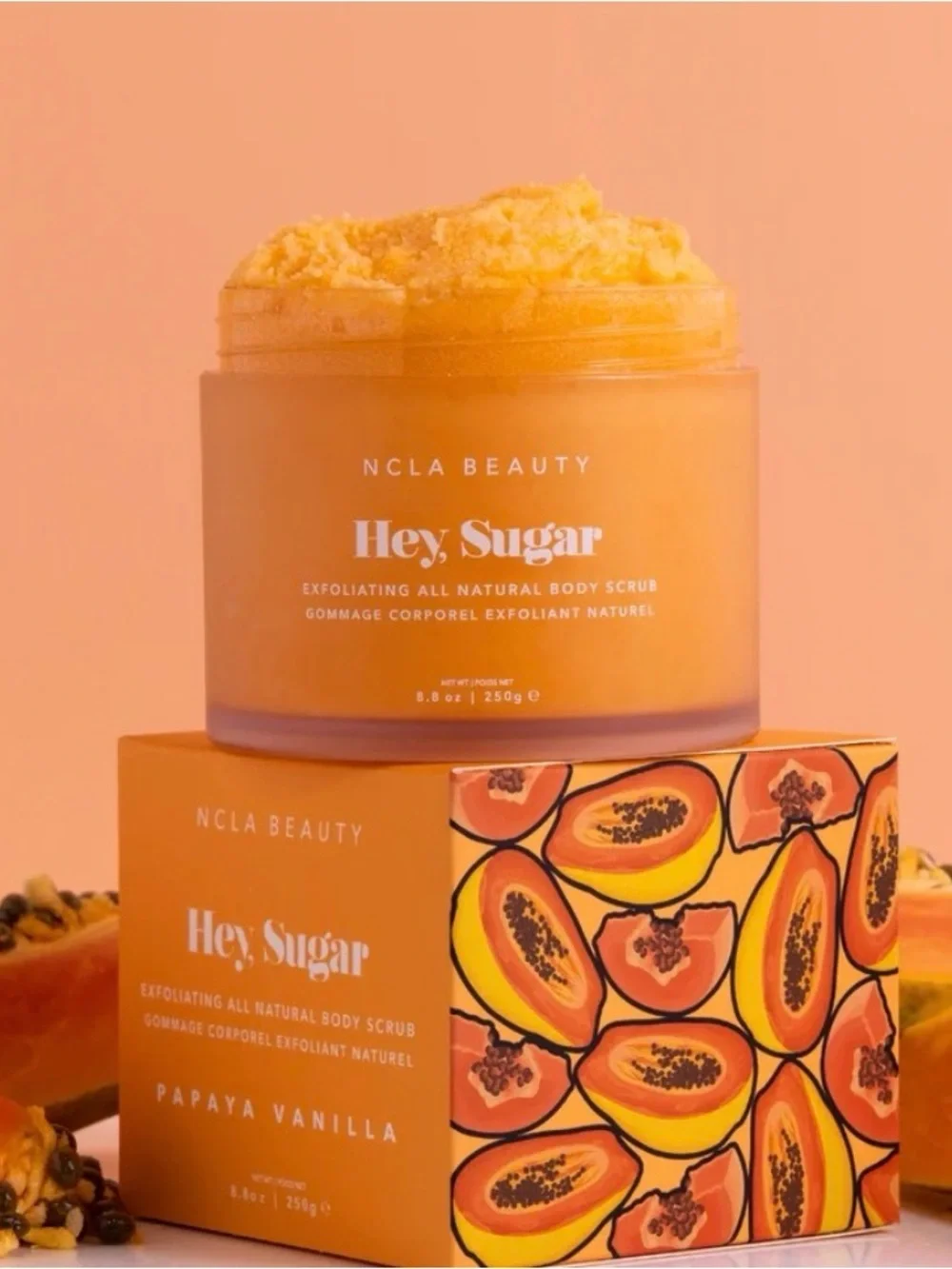 Papaya Vanilla All Natural Body Scrubs w/ lip scrubs - set of 2!